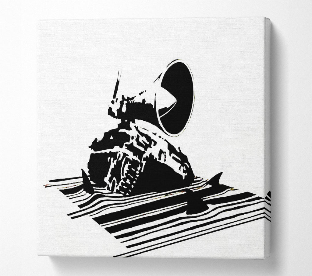 A Square Canvas Print Showing Shark Infested Square Wall Art