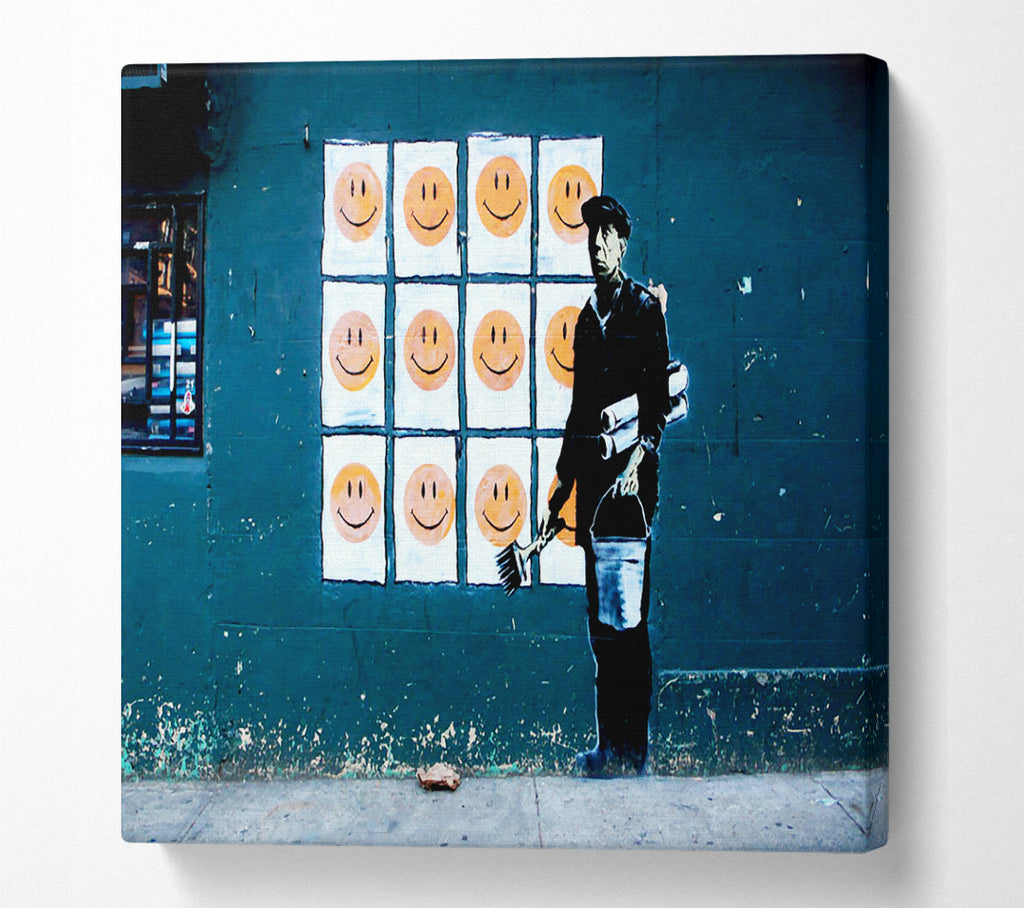 A Square Canvas Print Showing Smiley Face Posters Square Wall Art