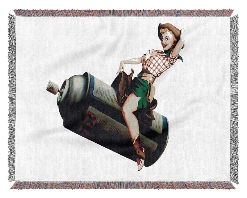 Spray Can Cowgirl Woven Blanket