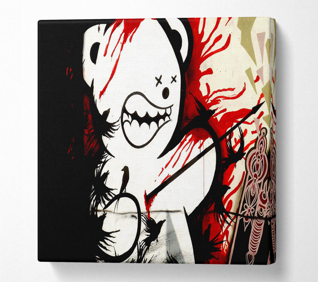 A Square Canvas Print Showing Teddy Bear Violence Square Wall Art