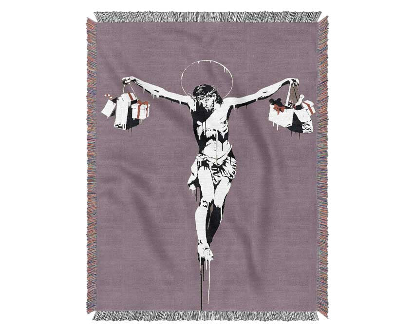 Thank Christ For Shopping (Portrait) Woven Blanket