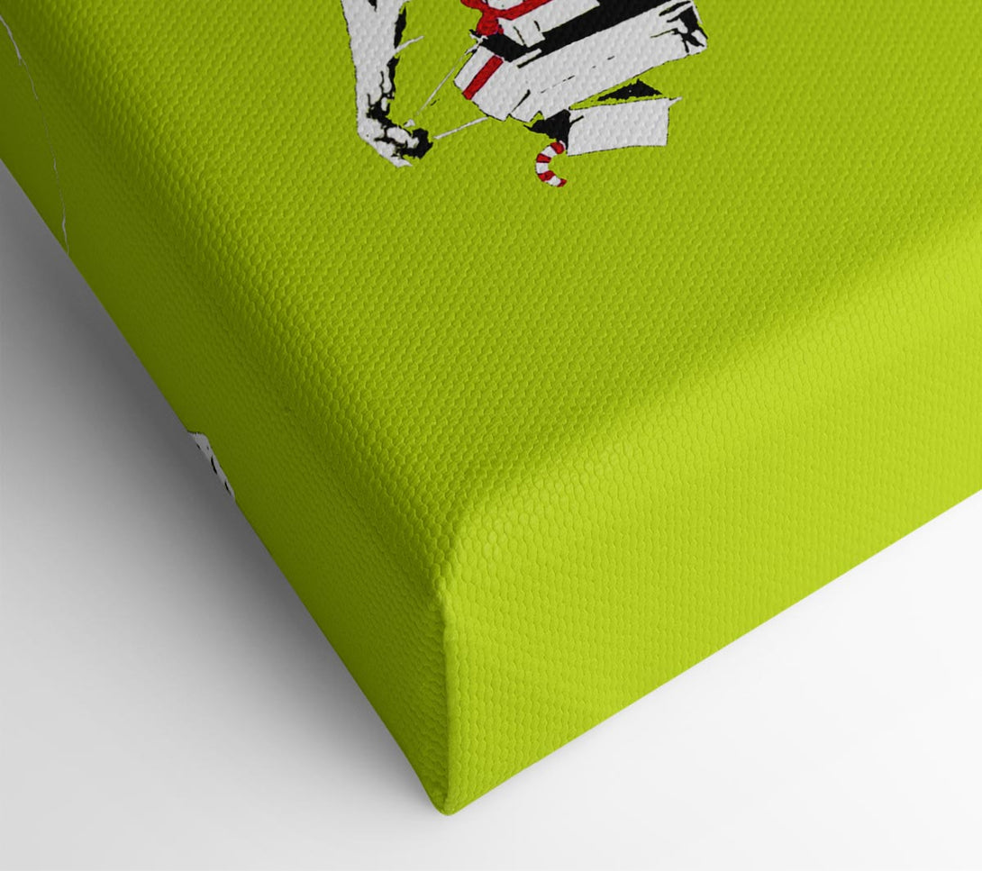  A Canvas Print of Banksy Thank Christ For Shopping Lime Canvas Print
