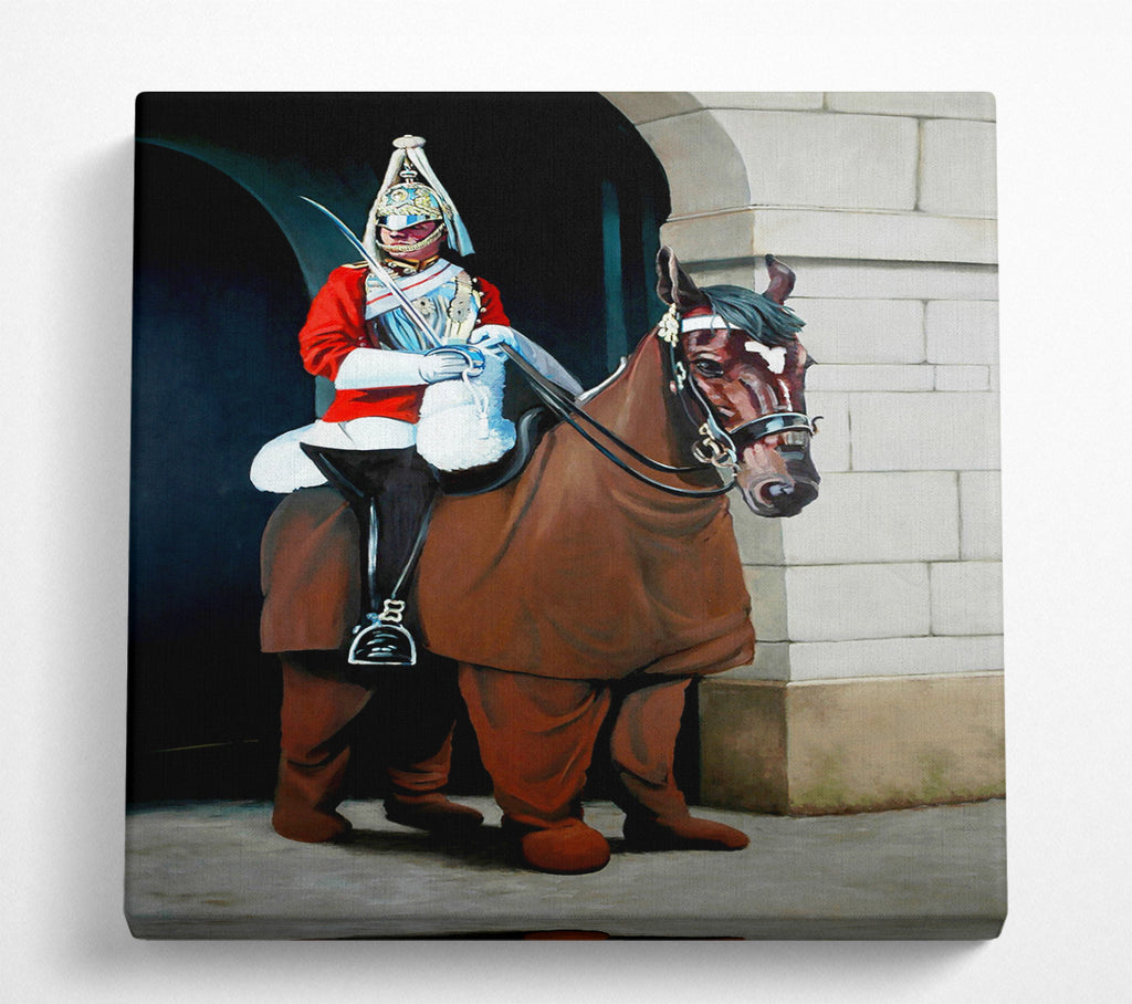 A Square Canvas Print Showing The Queens Guards Square Wall Art