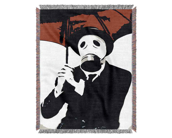 Bankers Gas Mask Close-Up Woven Blanket