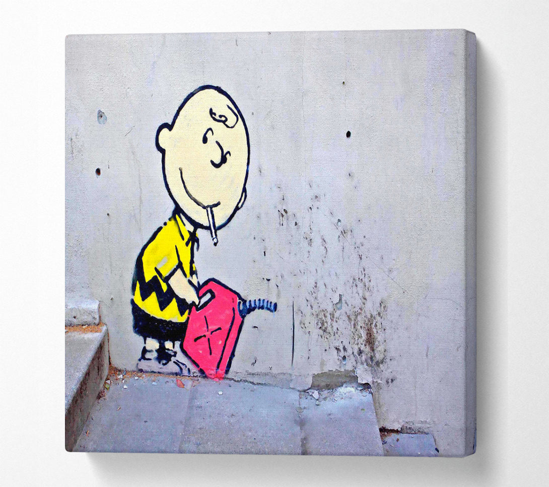 A Square Canvas Print Showing Charlie Brown Square Wall Art