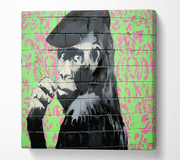Picture of Monkey Cap Square Canvas Wall Art