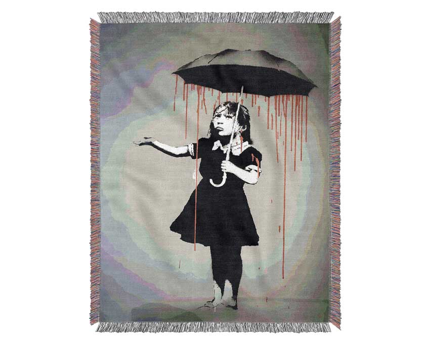 Umbrella Girl Woven Blanket