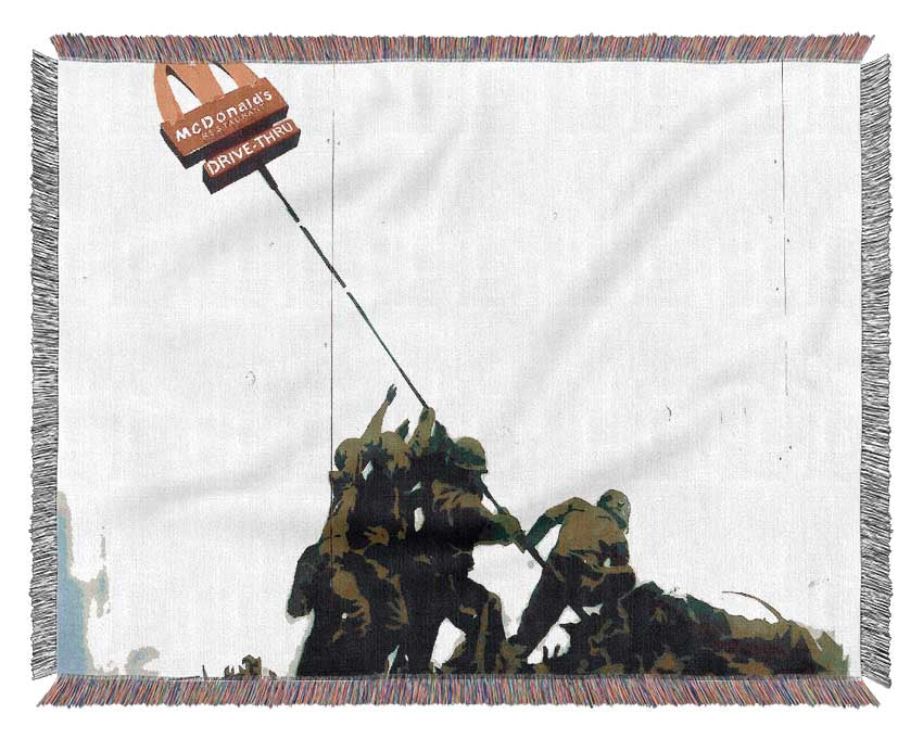 Soldier Homage To Mcdonalds Woven Blanket