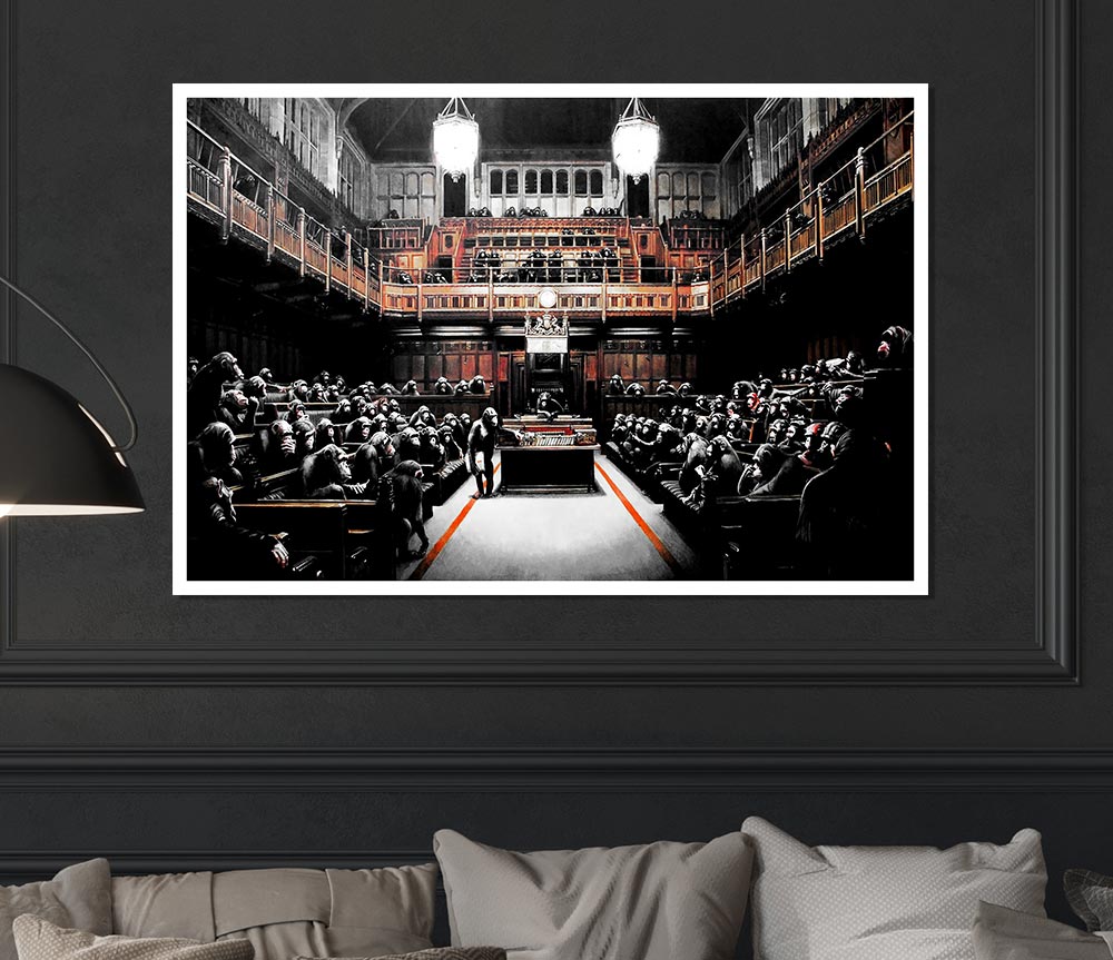 Chimps Houses Of Parliament Print Poster Wall Art