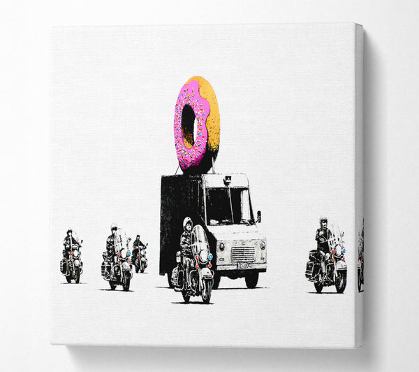 A Square Canvas Print Showing Donut Security Square Wall Art
