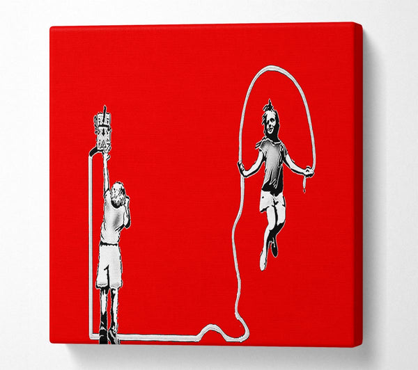 Picture of Electric Skipping Rope Red Square Canvas Wall Art