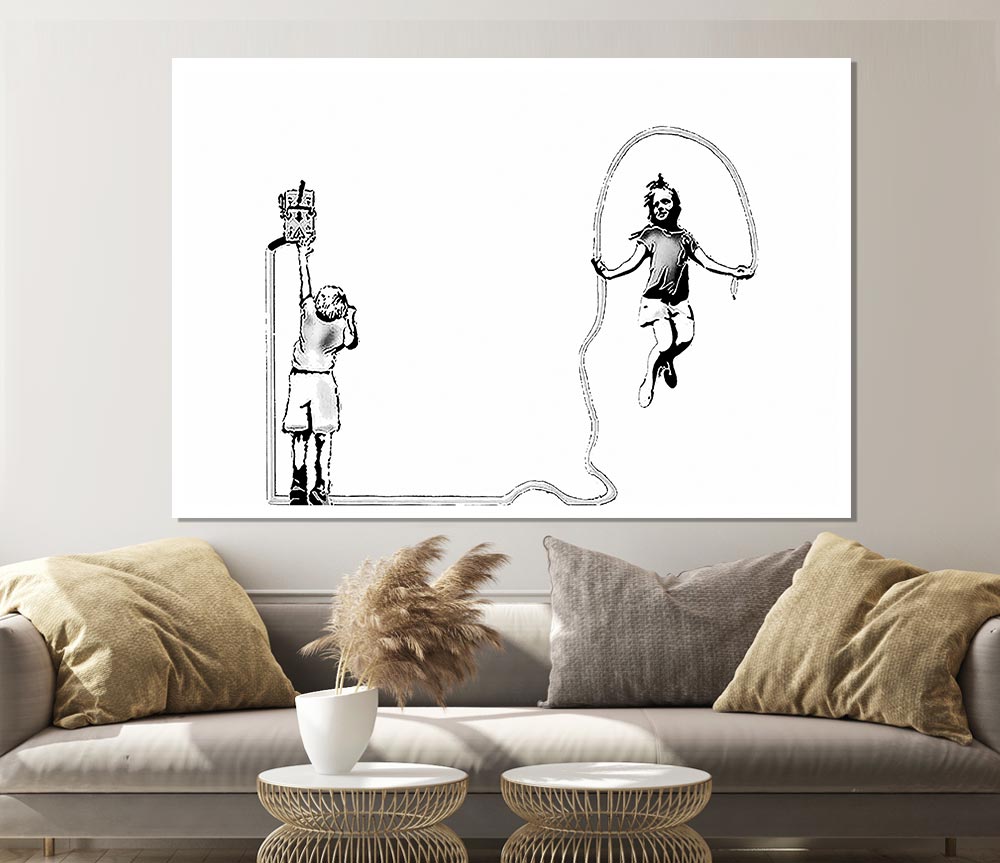 Electrical Skipping White Print Poster Wall Art