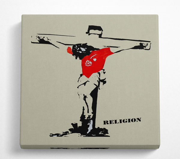 A Square Canvas Print Showing Football Religion Square Wall Art