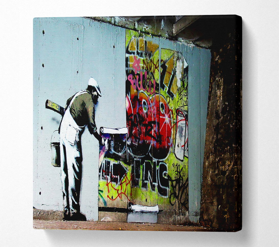 A Square Canvas Print Showing Grafitti Wallpaper Square Wall Art