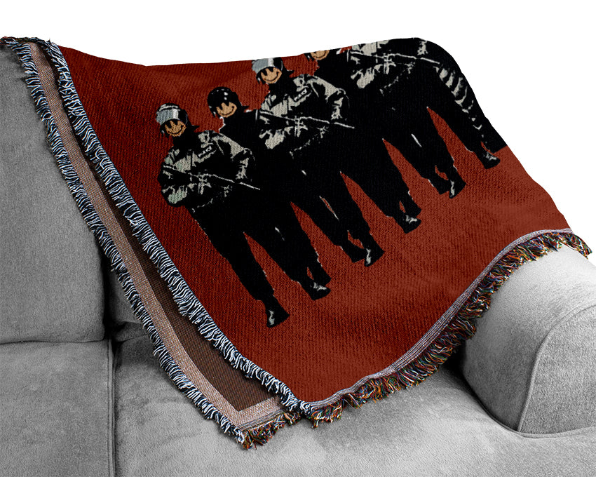 Have A Nice Day Army Tanks Red Woven Blanket