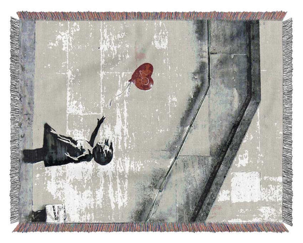 Heart Balloon Girl 20 Woven Blanket