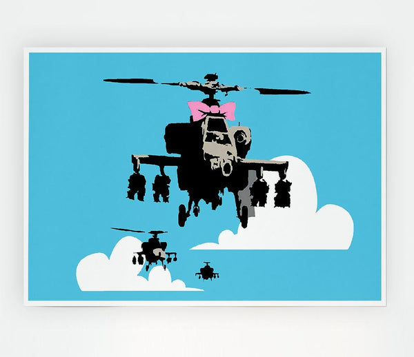 Hellicopter Bow Blue Print Poster Wall Art