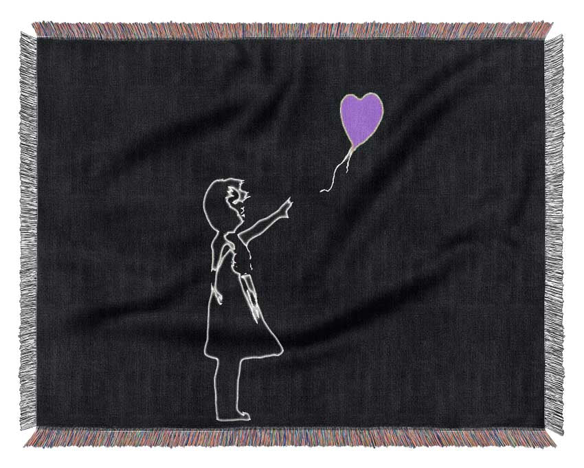 Love Balloon Black Pink Woven Blanket
