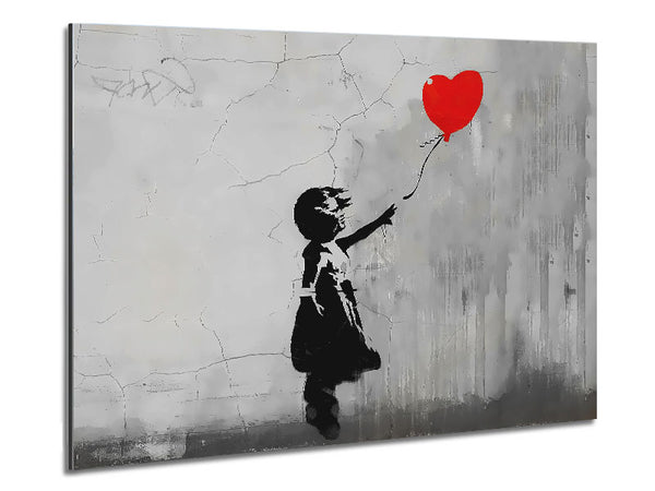 Love Heart Balloon Grey Metal Print