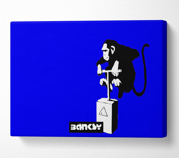 Picture of Monkey Detonator Blue Canvas Print Wall Art