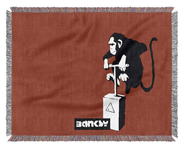 Monkey Detonator Red Woven Blanket