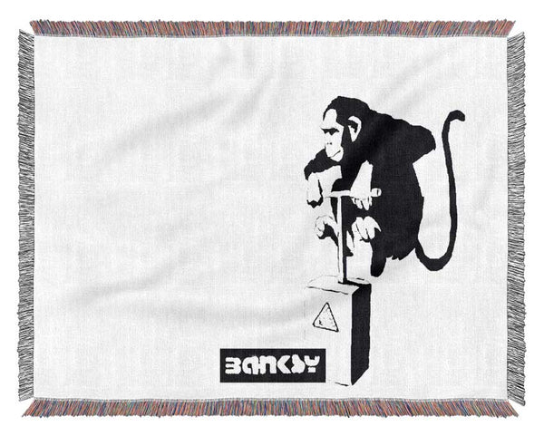 Monkey Detonator White Woven Blanket