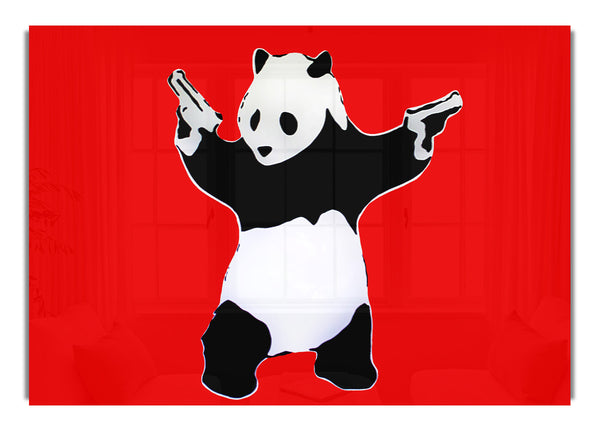 Panda Hold Up Red