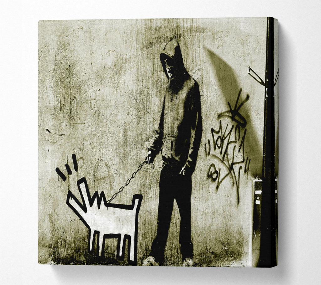 A Square Canvas Print Showing Haring Dog Square Wall Art