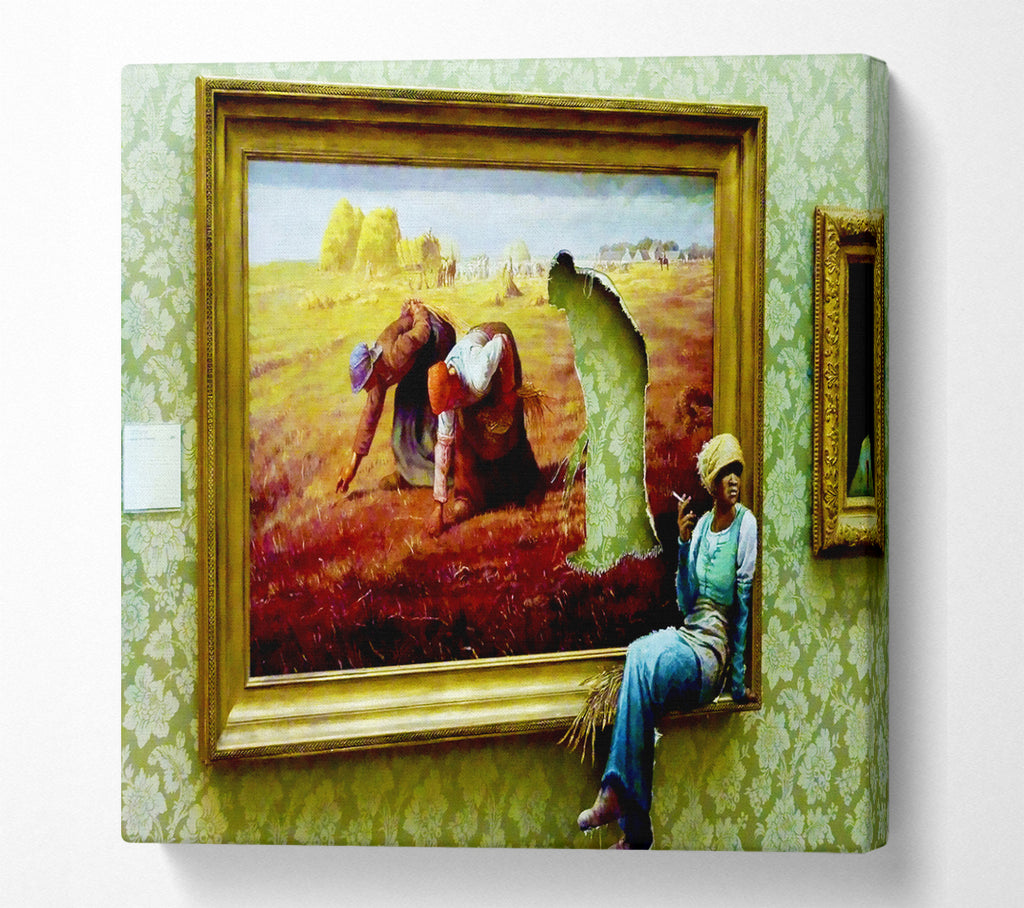 A Square Canvas Print Showing Taking A Break Square Wall Art
