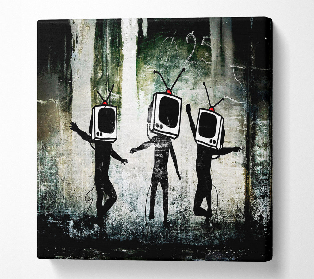 A Square Canvas Print Showing Tv Heads Square Wall Art