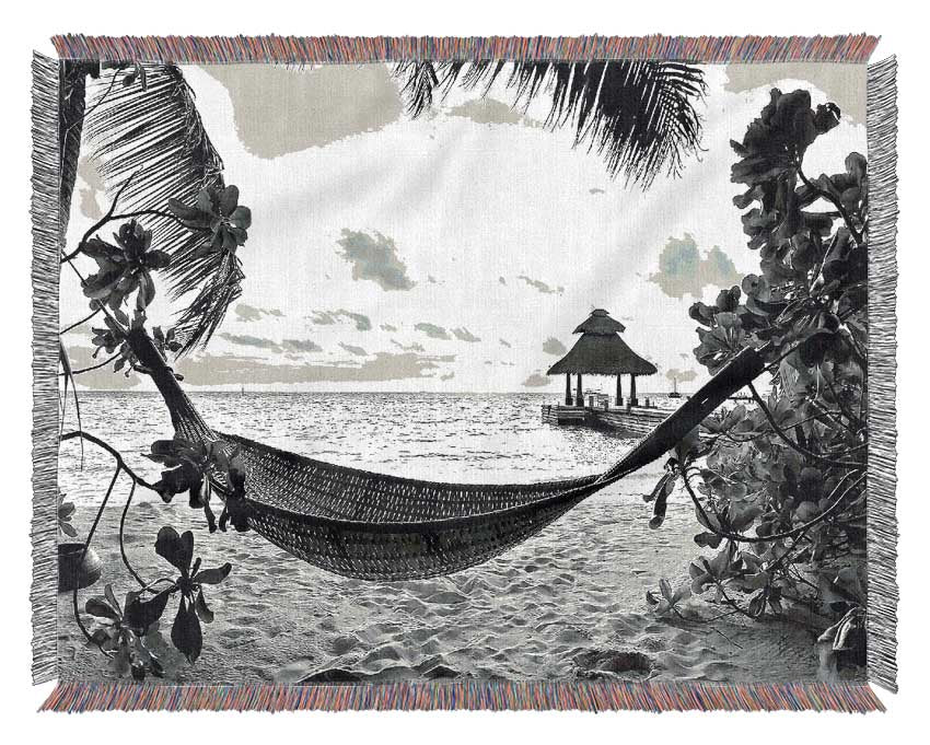 Tropical Paradise For Lovers Woven Blanket