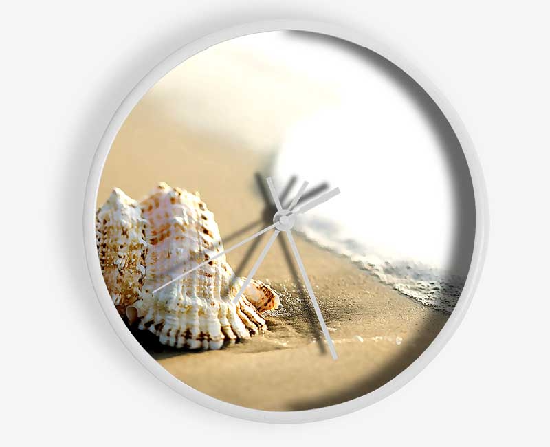 Whelk Shell On The Beach 2 Clock - Wallart-Direct UK