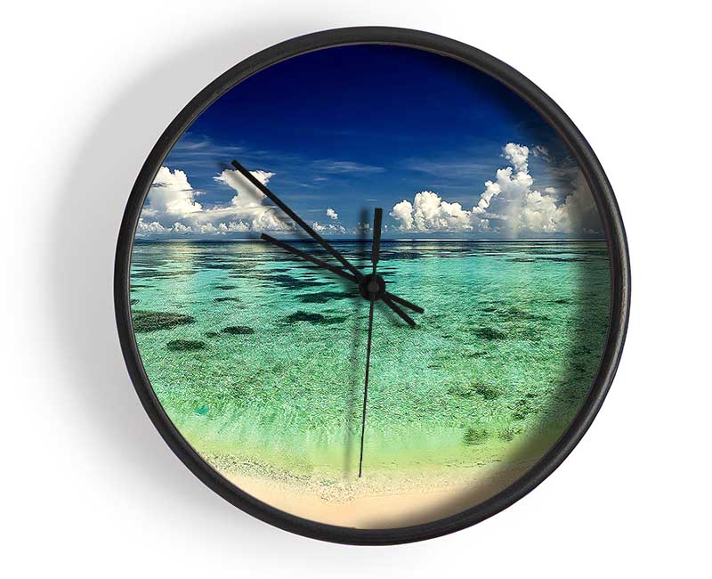 Emerald Ocean Beach Clock - Wallart-Direct UK