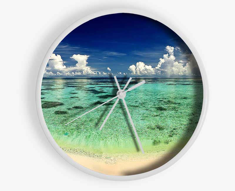 Emerald Ocean Beach Clock - Wallart-Direct UK