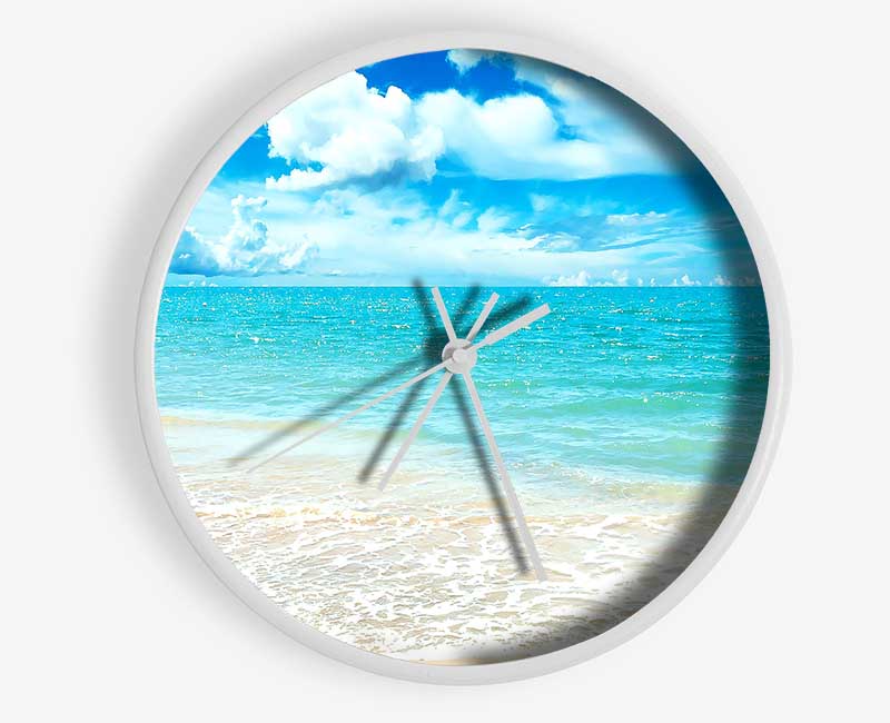 Turquoise Paradise Beach Clock - Wallart-Direct UK