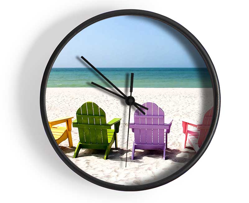 Beach Chairs Line-up Clock - Wallart-Direct UK