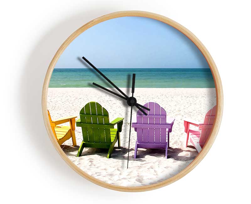 Beach Chairs Line-up Clock - Wallart-Direct UK