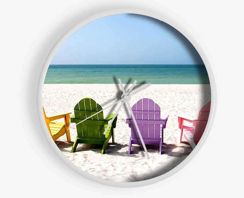 Beach Chairs Line-up Clock - Wallart-Direct UK