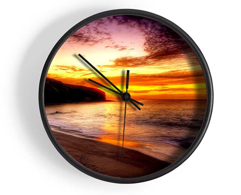 Stunning Ocean Beach At Sunset Clock - Wallart-Direct UK