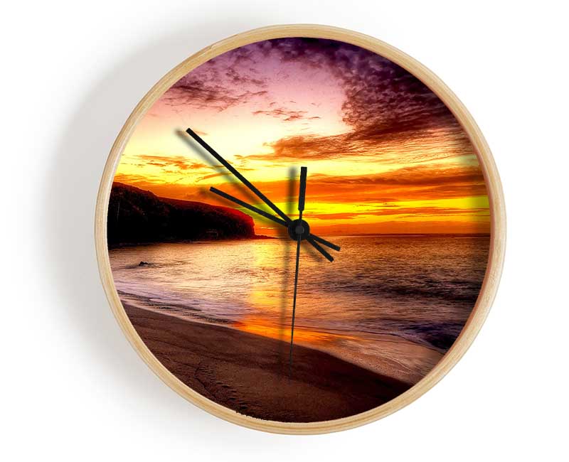 Stunning Ocean Beach At Sunset Clock - Wallart-Direct UK