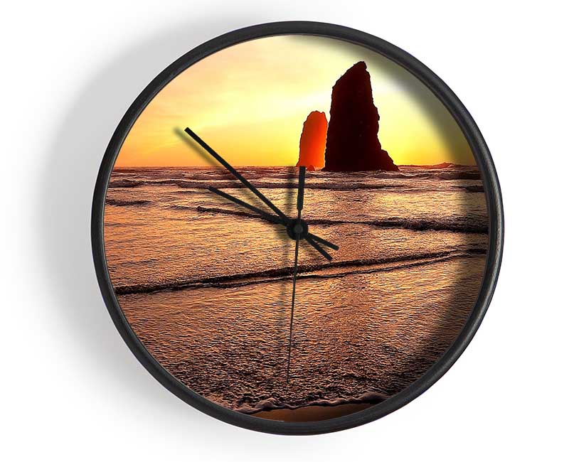 Beach Rock Sunrise Clock - Wallart-Direct UK