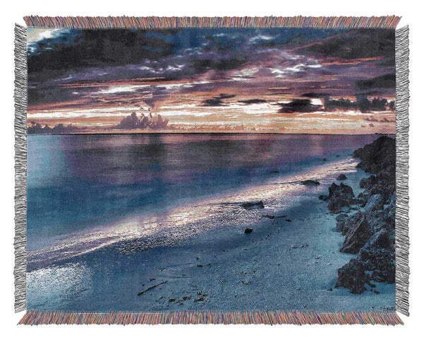Beautiful Beach Sunset Woven Blanket
