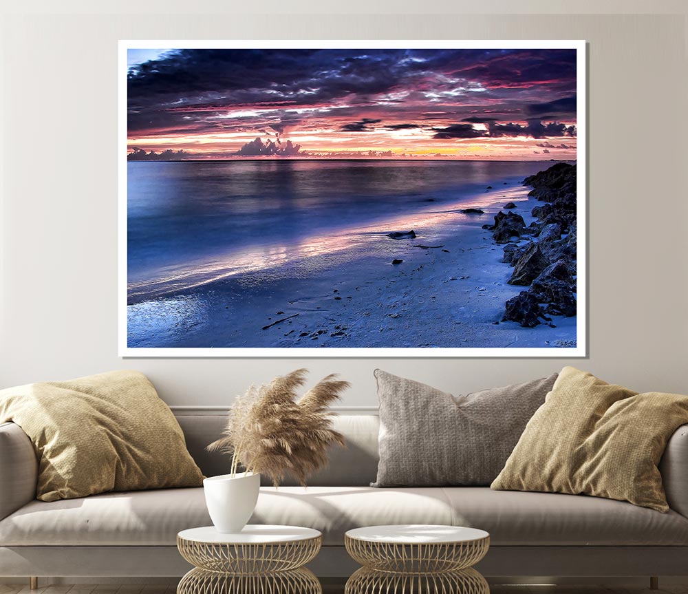 Beautiful Beach Sunset Print Poster Wall Art