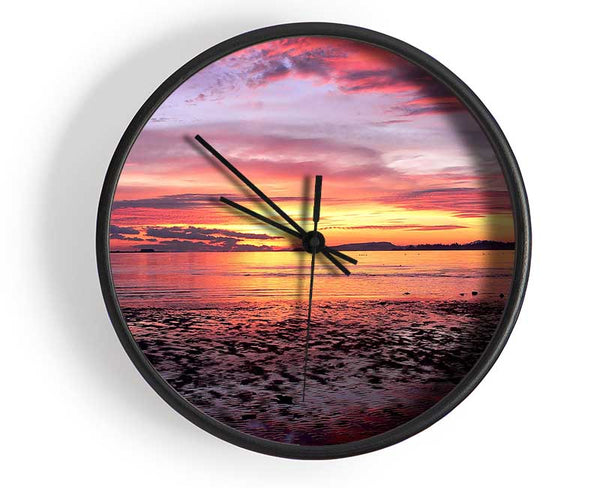 Pebbles In the Morning Sunrise Clock - Wallart-Direct UK