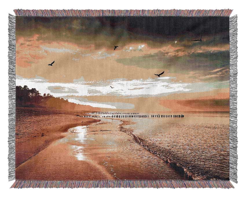 Stunning Yellow Sunset Beach Woven Blanket