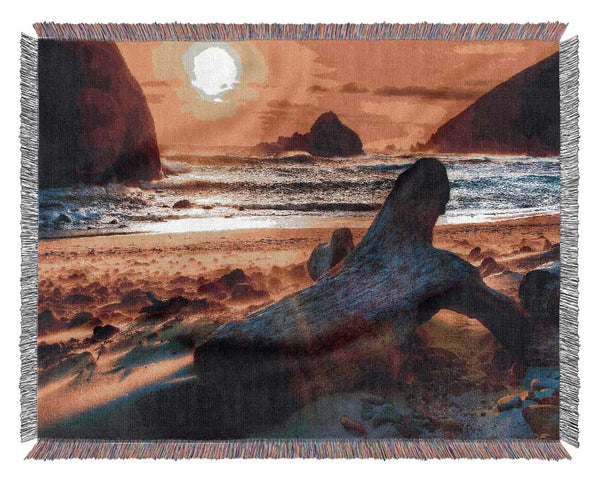 Driftwood At Sunset Woven Blanket
