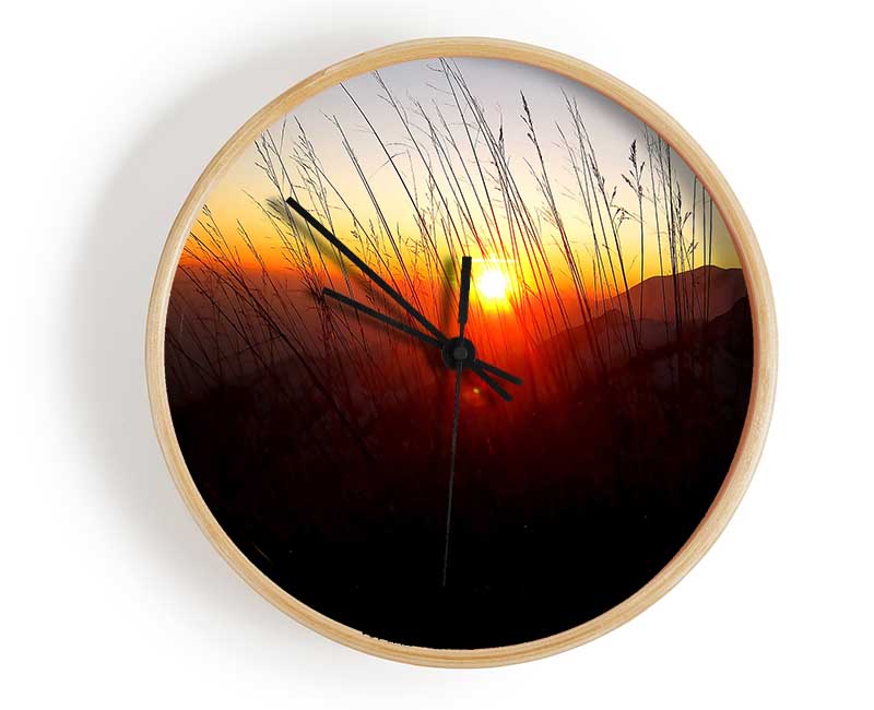 Dusk Through The Reeds Clock - Wallart-Direct UK