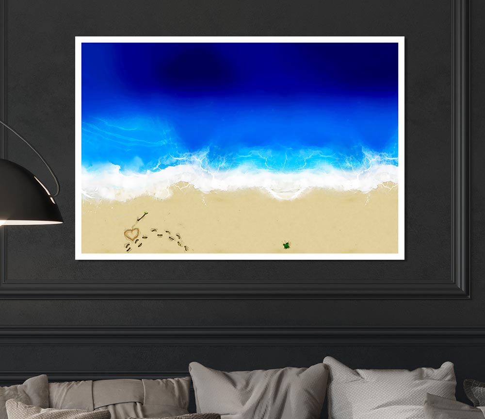 Footprints In The Sand Love Print Poster Wall Art