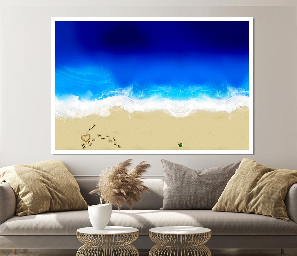 Footprints In The Sand Love Print Poster Wall Art