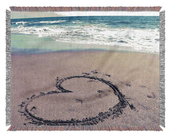Heart On Beach Woven Blanket